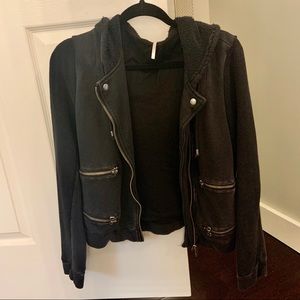 Free people cotton moto jacket hoodie